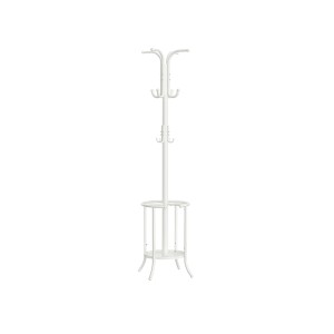 Weißer Songmics Kleiderständer mit Schirmständer, 175 cm hoch.