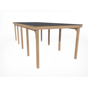 Weka Flachdach Carport 617 Gr. 3 mit Trapezblech, Holzkonstruktion mit verzinktem Stahldach.