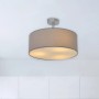 Graue Textil-Deckenleuchte New York mit chromfarbener Halterung. Moderne Deckenlampe für Wohnräume.