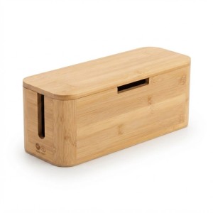 Relaxdays Kabelbox Bambus Natur Magnetisch 14,5 cm x 34 cm x 11 cm