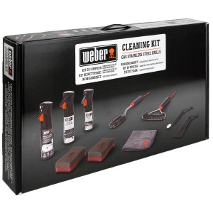 Weber Reinigungsset, 10-teilig für Edelstahl-Gasgrills, inklusive Bürsten, Reiniger und Mikrofasertuch.