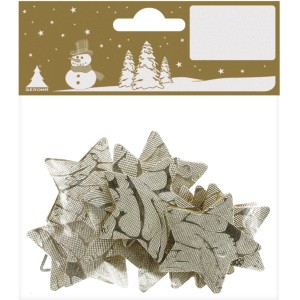 Goldene Sterne aus Holz/Papier zum Kleben, 12 Stück, für Weihnachtsdeko.