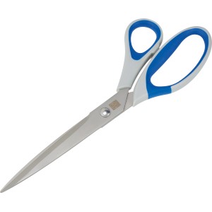 LUX Vielzweckschere mit Softgriff, 263mm, Klingen aus Edelstahl, blaue und weiße Griffe.