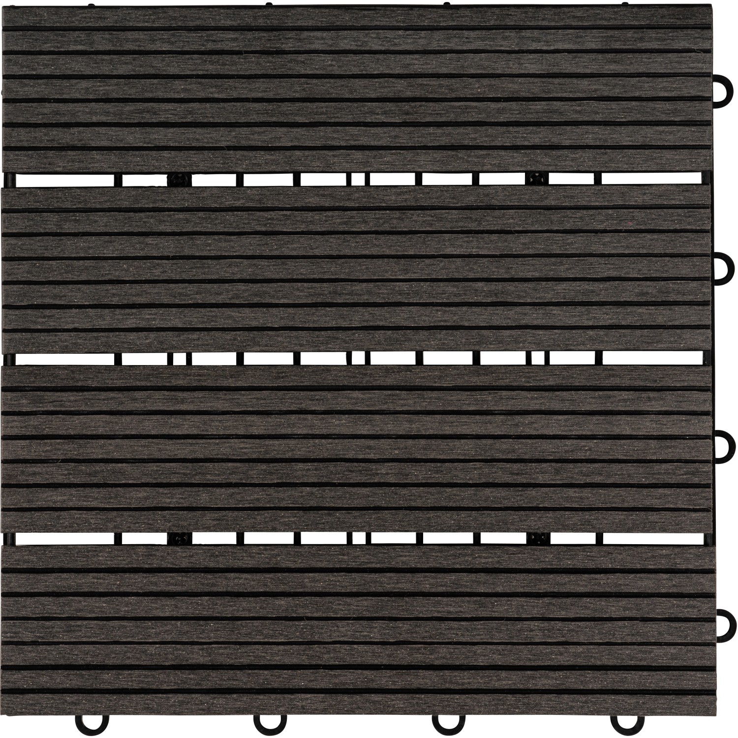 Anthrazitfarbene Home Deluxe WPC Klickfliese Bavaro, Holzfliese mit leichter Holzmaserung.