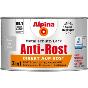Dose Alpina Metallschutzlack Anti-Rost Silber glänzend, 300ml.