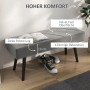 Graue HOMCOM Polsterbank mit Samtoptik, X-Muster und schwarzen Stahlbeinen. Dick gepolstert für hohen Komfort.