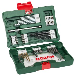 Bosch V-Line Bohrer- und Bit-Set, 48-teilig im grünen Koffer mit Magnetstab.