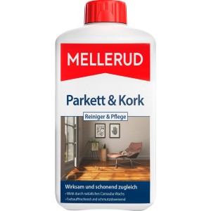 Mellerud Parkett-Glanzreiniger 1 l Flasche für die Reinigung und Pflege von Parkettböden.