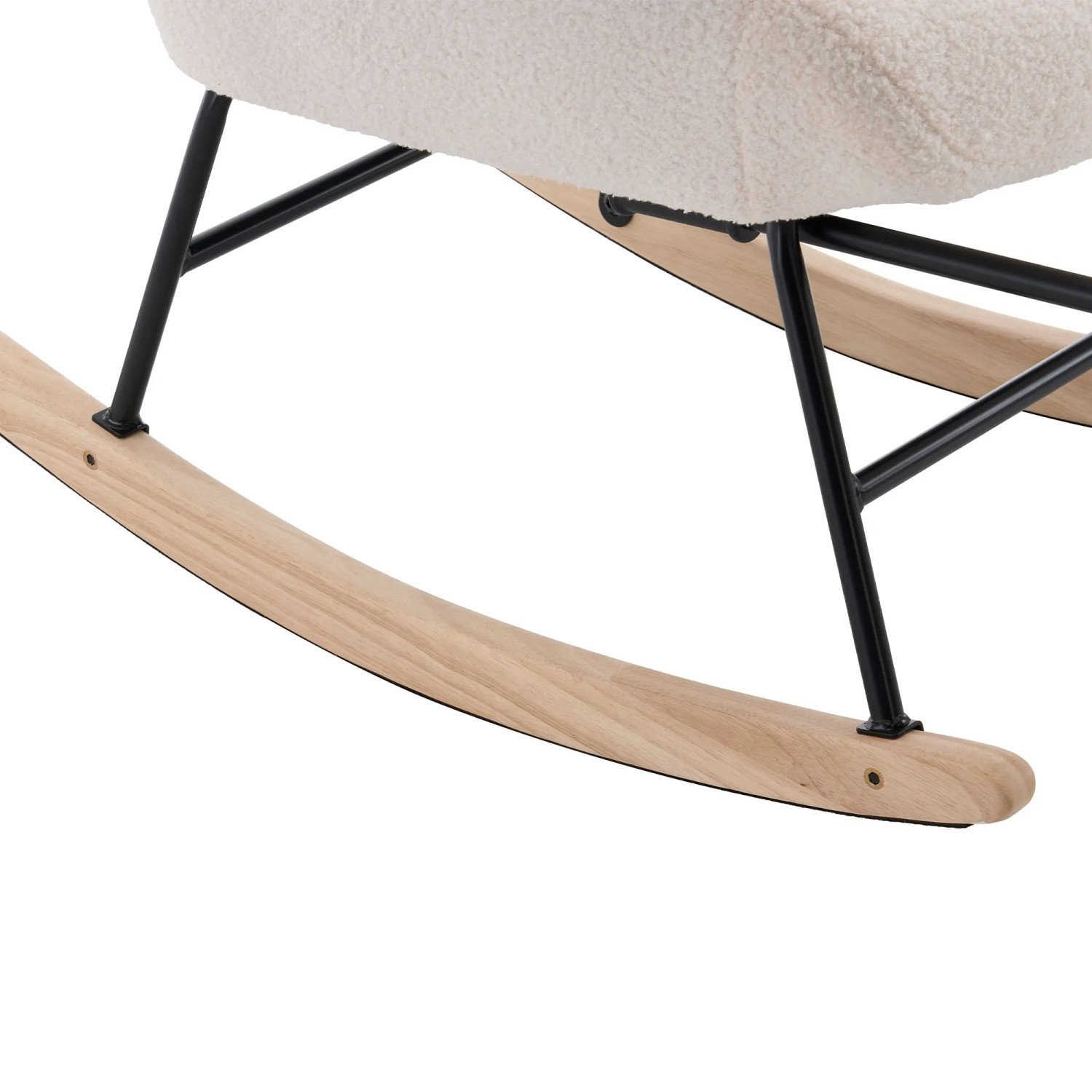 okwish Schaukelstuhl mit Fußstütze Armlehnen Relaxsessel Wohnzimmer 68x88x91cm Beige_8