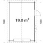 Grundriss Palmako Holzgarage Roger mit Sektionaltor, 360x550cm