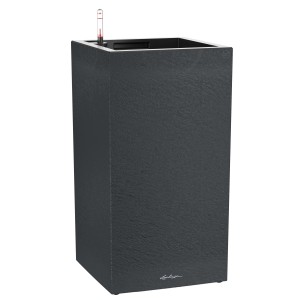 Dunkelgrauer Lechuza Pflanzkübel Canto Slatestone High mit Schiefer-Optik, 56x30x30 cm.