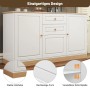 okwish Sideboard mit 3 Türen Doppelschubladen Wohnzimmer 135.5x76x39cm Weiß_8