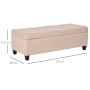 HOMCOM Sitzbank beige, Leinenoptik, mit Stauraum und Knopfheftung. Maße: 125x49x41,5 cm.