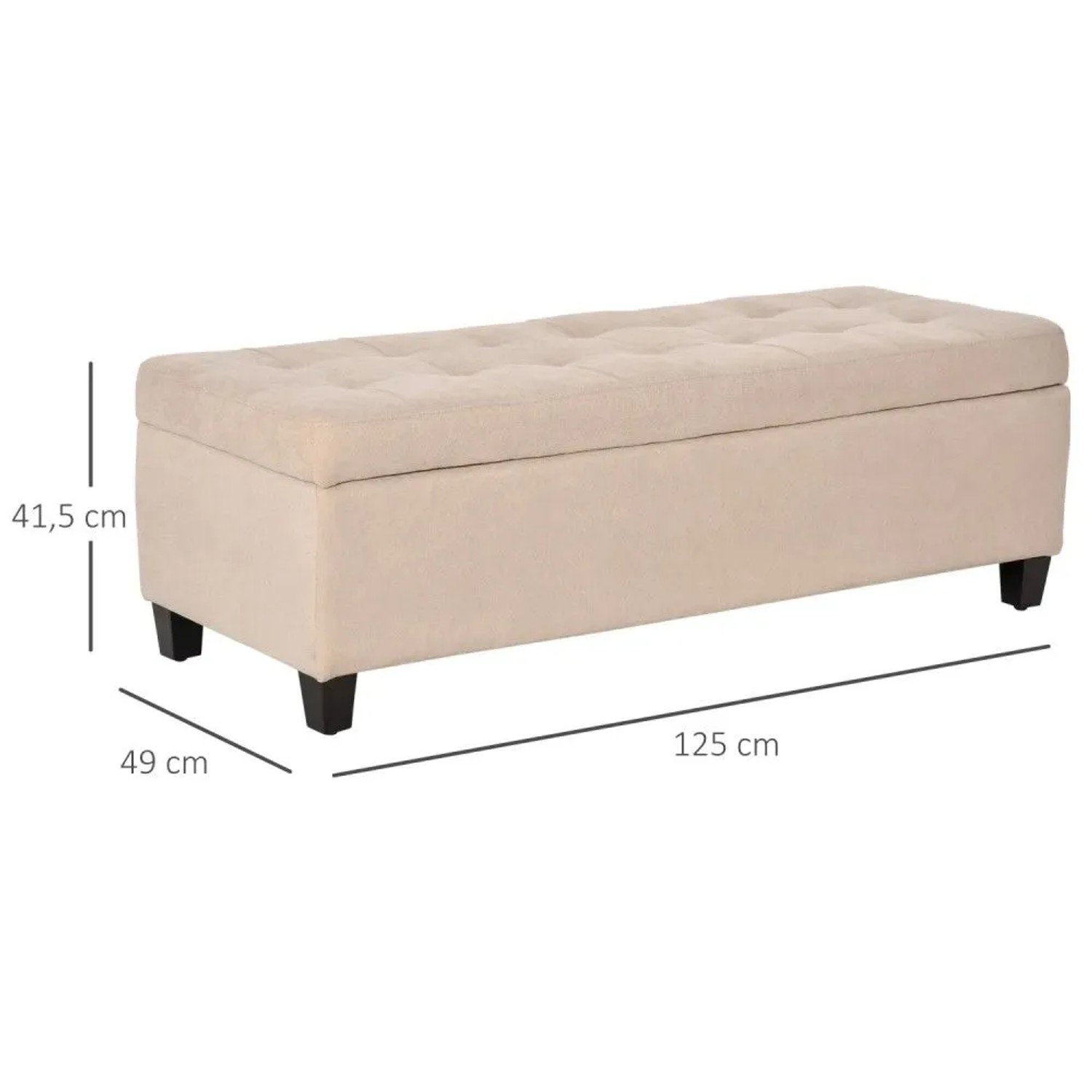 HOMCOM Sitzbank beige, Leinenoptik, mit Stauraum und Knopfheftung. Maße: 125x49x41,5 cm.