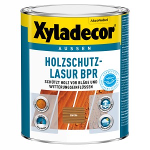 Xyladecor Holzschutz-Lasur BPR Lärche, 1 l Dose für den Außenbereich. Holzlasur mit Bläueschutz und UV-Schutz.