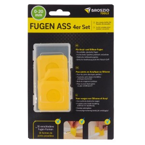 Broszio Fugen Ass 4er-Set, gelbe Fugenwerkzeuge im Set für präzise Fugenarbeiten.