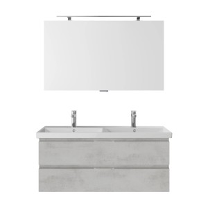 Pelipal Badmöbel-Set Serie 4035, 3-tlg., Oxid Hellgrau, mit Spiegel und LED-Leuchte.
