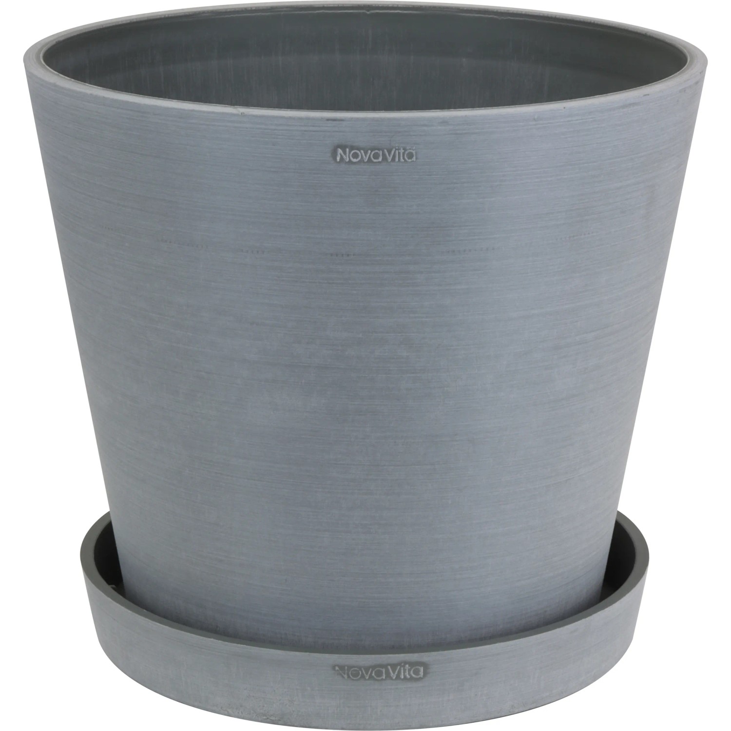 Grauer A.H.G. Untersetzer Leonardo, rund und konisch, 13,5 cm. Passend für Blumentöpfe im Innen- und Außenbereich.