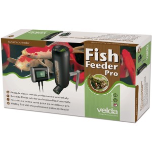 Verpackung des Velda automatischen Futterspenders Fish Feeder Pro für Teichfutter.