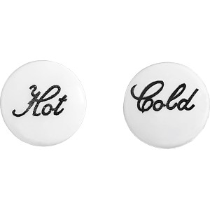 Indexpunkte Set für Waschtischarmatur: Kunststoff, mit "Hot" und "Cold" Markierung.