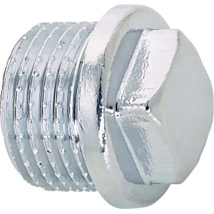 Verchromter Messing Gewinde-Stopfen, 21 mm (R 1/2) zum Verschließen von Rohren.