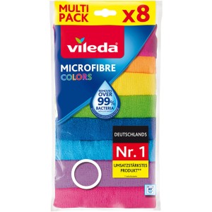 Vileda Allzwecktücher Mikrofaser Colors XXL, 8er-Pack, farbenfrohe Reinigungstücher.