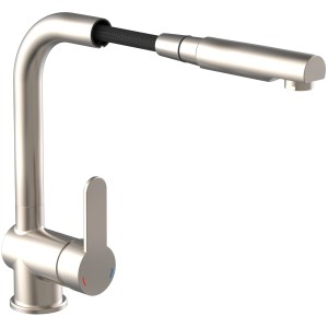 Schütte Spültischarmatur London mit Ausziehbrause in Edelstahloptik.