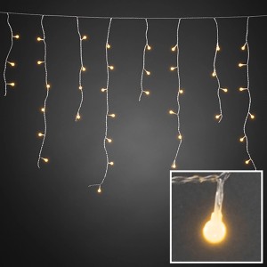 Konstsmide LED Eisregen Lichtervorhang mit 200 bernsteinfarbenen, gefrosteten Dioden für Außen.