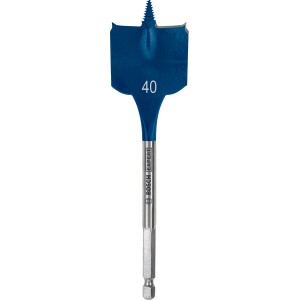 Bosch Expert Selfcut Flachfräsbohrer, Ø 40 mm, für Holz. Blauer Holzbohrer mit Sechskantschaft.