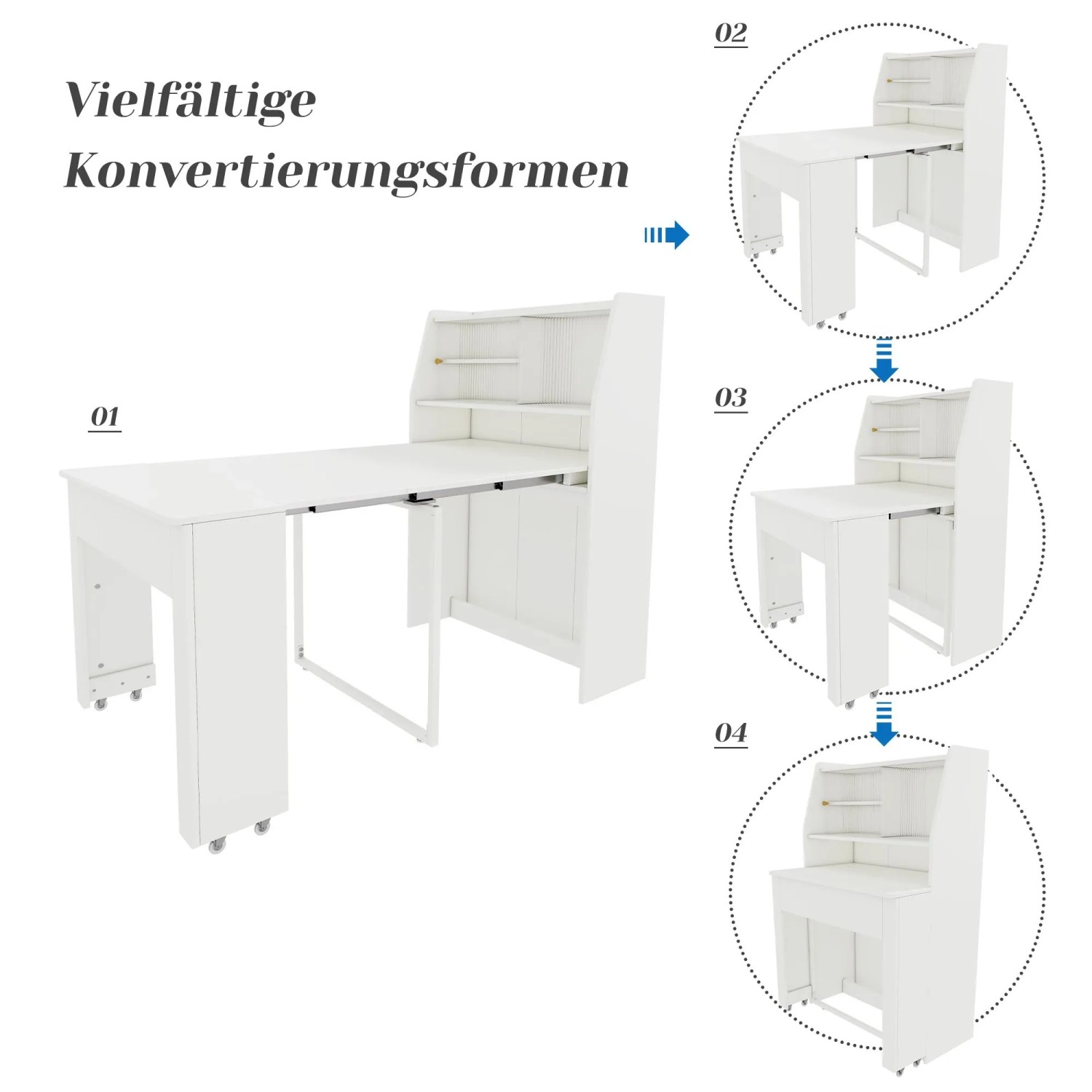 okwish Esstisch Rechteckig mit Stauraum/Stauschrank Einweg-Ausziehtisch 52/133 x 80 cm Weiß_8