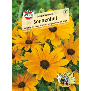 Samenpackung Sperli Sonnenhut Indian Summer Gelb, Rudbeckia mit grossen gelben Blüten.