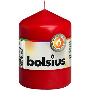 Rote Stumpenkerze (80/58) von Bolsius, ideal für stimmungsvolle Beleuchtung.