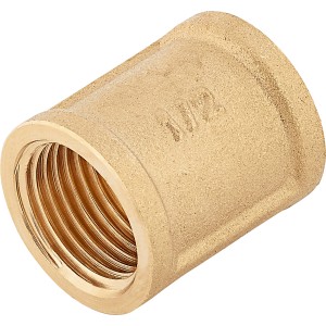 Messing Gewindemuffe 18,6 mm (Rp 1/2) für Rohrverbindungen im Heizungs- und Sanitärbereich.