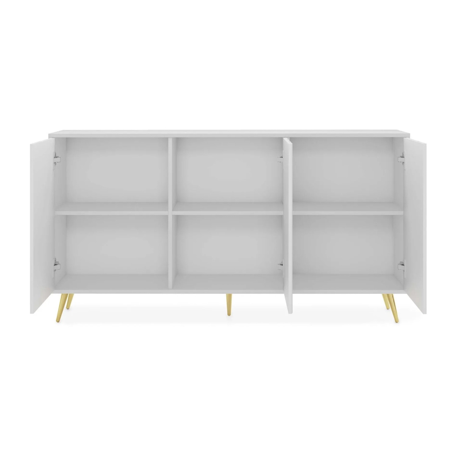 Selsey Sideboard Bello mit Lamellenfronten 154 cm Weiß mit Goldenen Beinen_4
