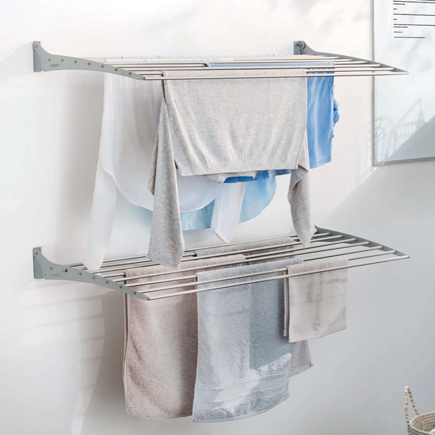 Foxydry Wand Wäscheständer Nach Unten Klappbar Platzsparend 102 cm Grau kaufen bei OBI