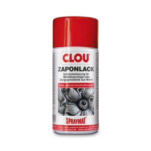 Clou Spraymat Zaponlack Transparent 300ml: Klarlack-Spray für Metall, schützt vor Anlaufen und Oxidation.