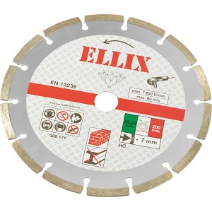 Diamant-Trennscheibe, segmentiert, 200 mm Durchmesser für Steinbearbeitung mit Winkelschleifer.