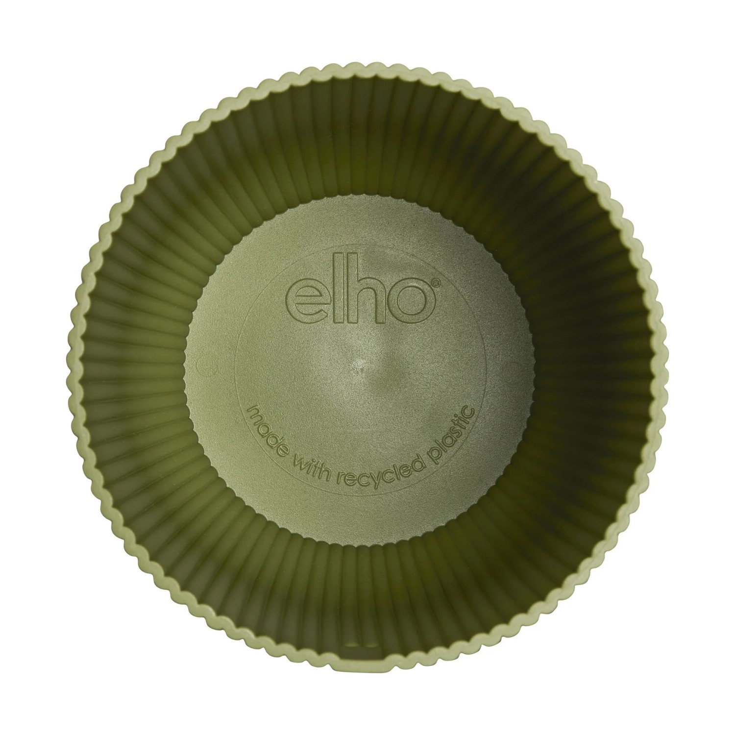 Grüner Elho Blumentopf Vibes Fold, rund, Ø 18 cm, mit Rillenmuster. Ideal für Zimmerpflanzen.