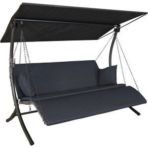 Angerer Hollywoodschaukel Luxus Zip Anthrazit mit verstellbarem Sonnendach und Liegefunktion.