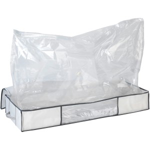 Wenko Vakuum Soft Unterbett-Box, weiße Textilbox mit Vakuum-Tasche für platzsparende Aufbewahrung.