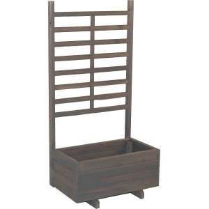 Gaspo Pflanzkasten Gmunden mit Spalier, Vintage Grau, aus Holz, für Garten und Terrasse.