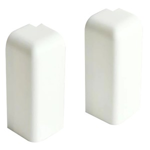 Weiße Außenecken (34x45x40mm) für Laminat & Parkett Sockelleisten, 2 Stück im Set.