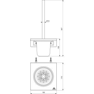 Technische Zeichnung: Ideal Standard WC-Bürstengarnitur zur Wandmontage, Rosé, mit Maßen.
