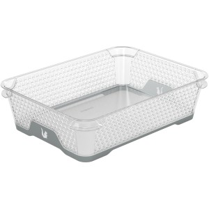 Keeeper Stapelkörbchen Jonas A5 in Nord-Grey: Transparentes Kunststoffkörbchen für Küche und Büro.