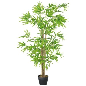 Outsunny künstlicher Bambus, 150 cm hoch, mit grünen Blättern und schwarzem Topf. Ideal als Hausbaum.