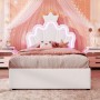okwish Polsterbett 90x200cm mit LED Licht Schubladen Weiß ohne Matratze_3