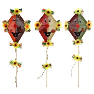 Drei Stoffdrachen als Herbstdeko, 13x48cm, mit Blumen verziert, 3-fach sortiert.