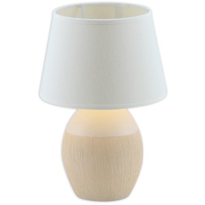 Weiße Näve Tischleuchte Sullivan aus Keramik mit Textilschirm, Ø 20 cm. Nachttischlampe.