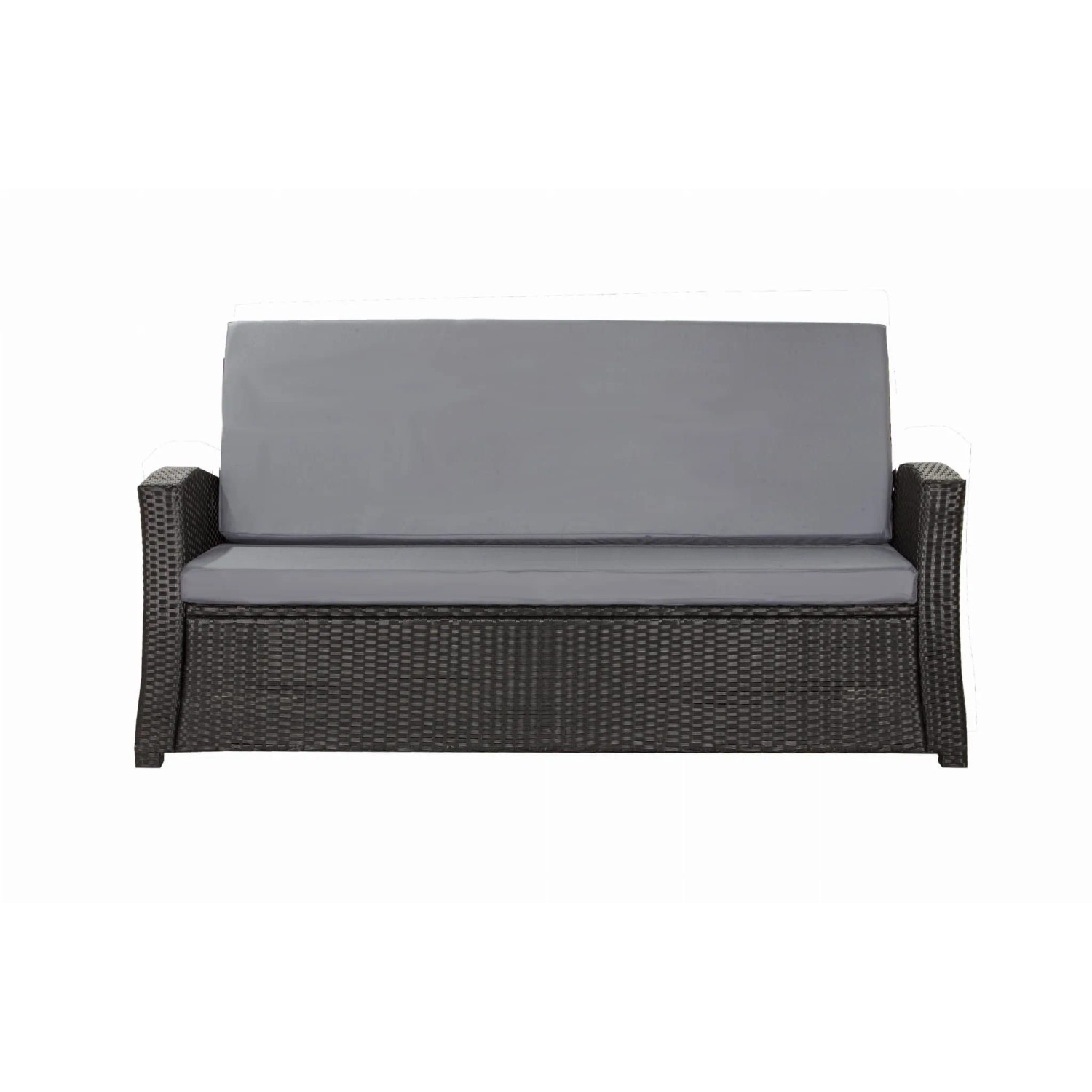 Graues Gartenkissen-Set für ein 2-Sitzer Polyrattan-Gartensofa (120x50x50 cm).