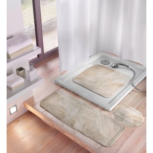 Kleine Wolke Wanneneinlage Art, 36x92 cm, Natur, mit Reliefmuster und Saugnäpfen für sicheren Halt in der Badewanne.